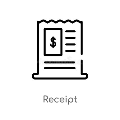 Outline Receipt Vector Icon Isolated Black Simple Line Element