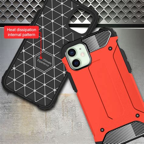 Military Defender Shockproof Case For Iphone 12 Mini Red