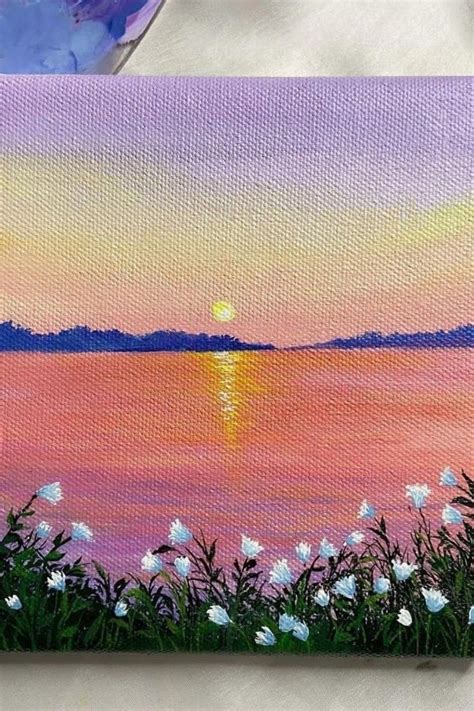 easy canvas art aesthetic simple | Sunset canvas painting, Easy canvas ...
