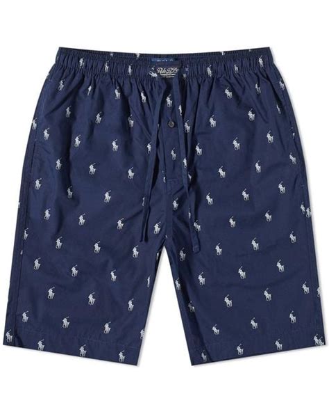 Polo Ralph Lauren Cotton All Over Pony Player Pyjama Short In Navy