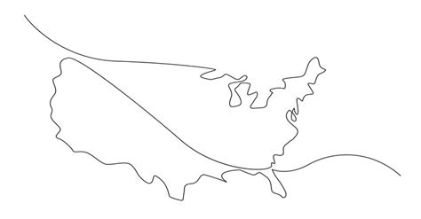 Premium Vector Usa Map One Continuous Line Drawing Country Single Line Contour Map Shape Of