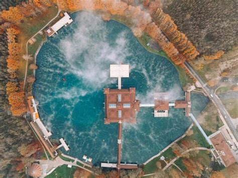 Premium Photo High Angle View Of A Thermal Lake
