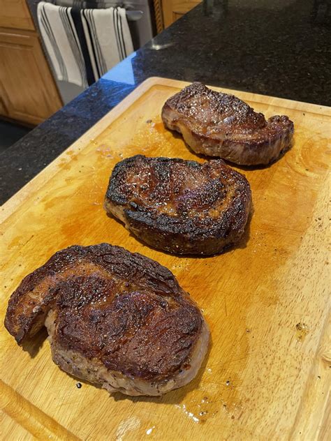 Dry Aged Ribeyes Cooked With A Sous Vide For 3 Hours At 115 Degrees