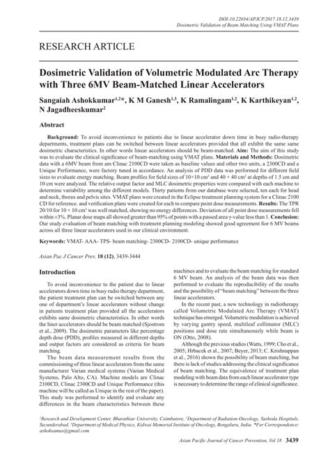 PDF Dosimetric Validation Of Volumetric Modulated Arc Therapy With