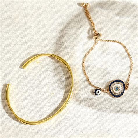 Pipa Bella By Nykaa Fashion Gold Dark Blue Evil Eye Bangle Set Buy