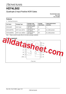 HD74LS02P データシート PDF Renesas Technology Corp