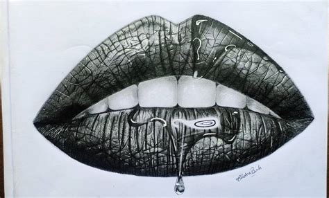 Hyper Realistic Lips Drawing