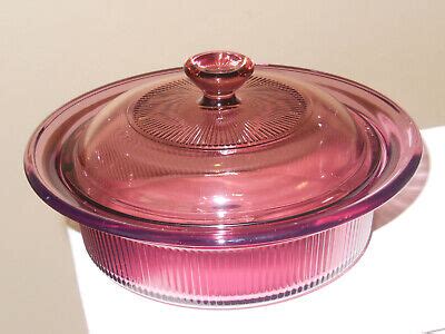 Pyrex Corning Visions Cranberry 24 Oz 750ml V 30 B With Lid Ribbed EBay