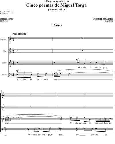 5 Poemas De Miguel Torga Sheet Music By Joaquim Dos Santos Nkoda