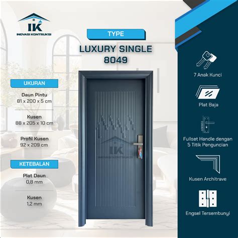 Jual INOVASI KONTRUKSI LUXURY SINGLE 8049 Set Pintu Plat Baja