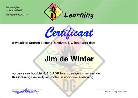 Info Gebruiker DG Learning Gevaarlijke Stoffen Cursus Online