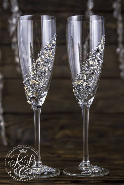 Personalized Toasting Flutes Beach Wedding Glasses Champagne