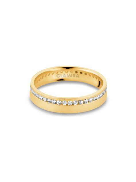 Hochwertige Damen Trauring White Jewel Mit Karat Diamant Gelbgold