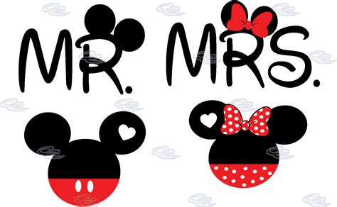 Mickey Minnie Mouse Head Bow Polka Dot Mr Mrs With Mickey And Minnie