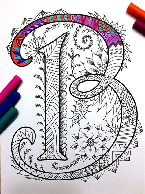 Letter B Coloring Page Inspired By The Font Etsy Coloring Books