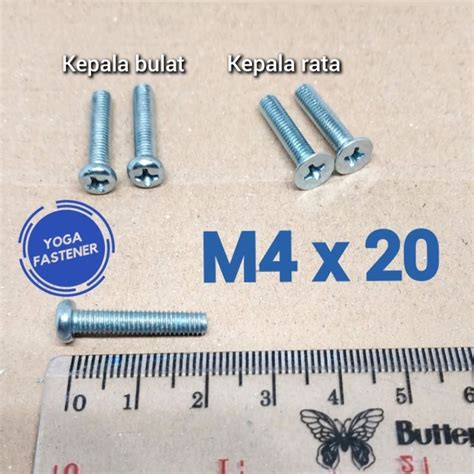 Jual 100 Pcs Baut M4 X 20 Kepala Bulat JP Shopee Indonesia