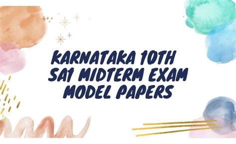 Karnataka Th Sslc Sa Midterm Exam Model Question Papers