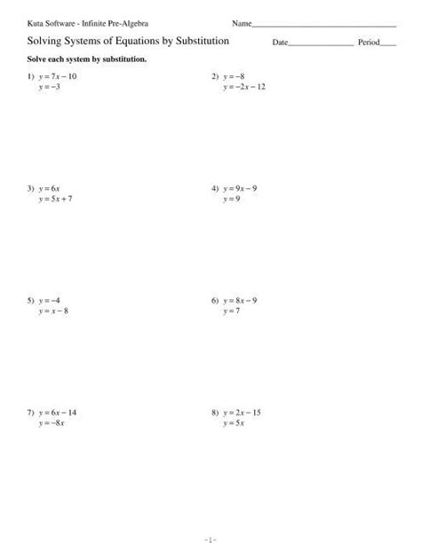 Solving Systems Of Equations Worksheet Answers