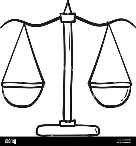 Hand Drawn Justice Scales Icon In Doodle Style Isolated Stock Vector