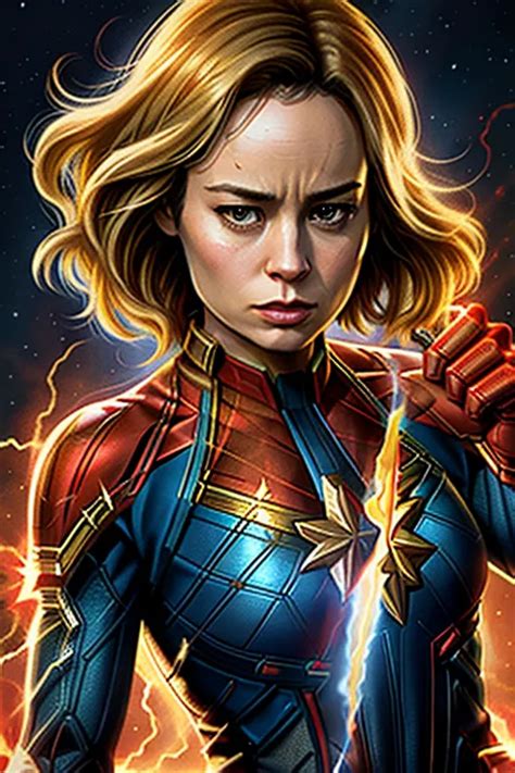 Dopamine Girl Digital Painting Of Brie Larson As Captain Marvel