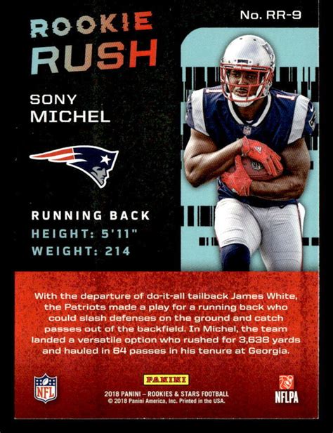 Sony Michel Rookies Stars Rookie Rush Card Rr New England