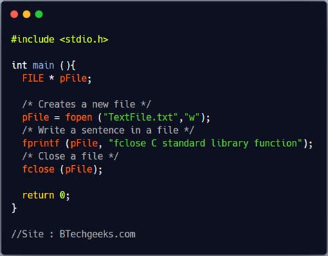 Fclose In C Fclose C Library Function Btech Geeks