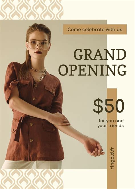 Grand Opening Fashionable Woman In Brown Outfit Create A Design