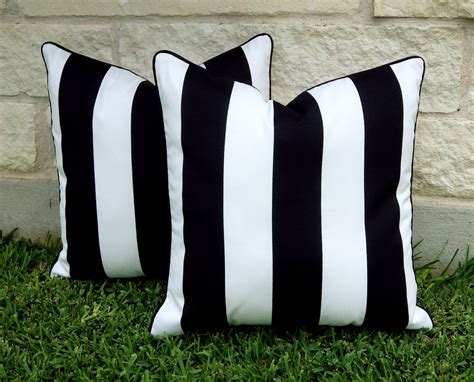 Black And White Stripe Outdoor Pillow Cover Black And White Etsy