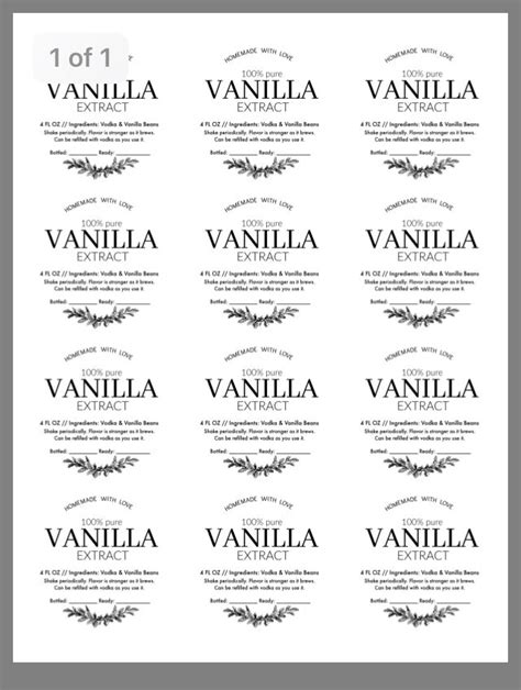 Free Printable Homemade Vanilla Labels