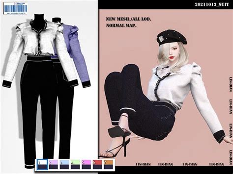 Lin Dian S [dian]pleated Blouses And Straight Pants Sims Sims 4 The Sims 4 Roupas