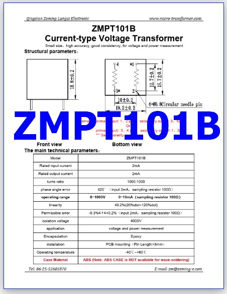 Zmpt101b Pdf Datasheet Voltage Transformer Sensor