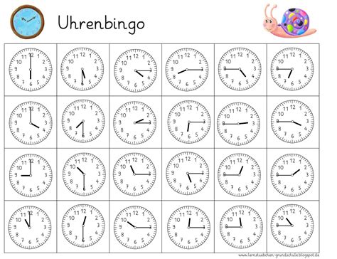 Lernstübchen Uhrenbingo