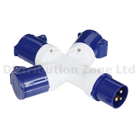 Pce 16amp 2pe 230v Ip44 3 Way Adaptor Distribution Zone