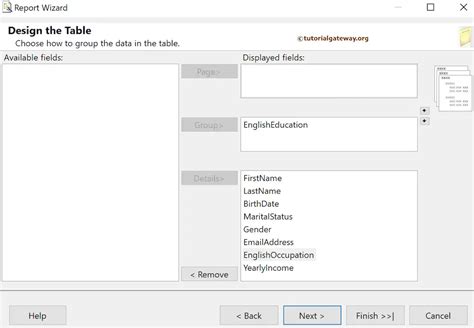 Grouped Table Using SSRS Report Wizard