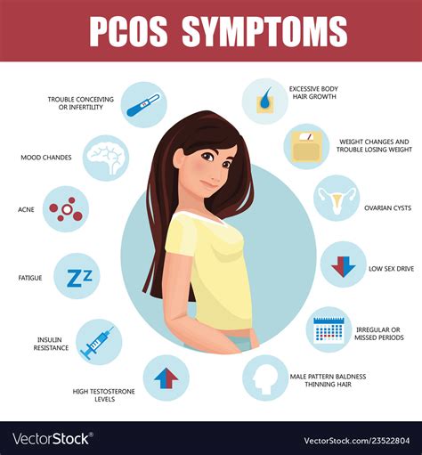 Pcos Symptoms Infographic Detailed Royalty Free Vector Image