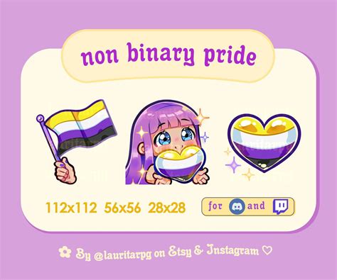 Non Binary P2u Emotes Set Added To My Etsy Shop Non Binary Pride Emotes For Twitch And Discord