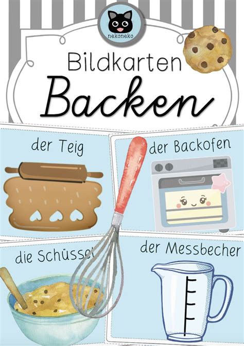 Bildkarten Wortschatzkarten Backen Backzutaten Geräte