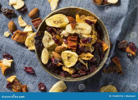 Organic Dried Fruit Trail Mix Stock Photo - Image of banana, green ...