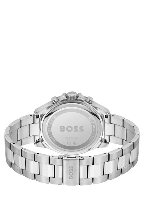 Boss Blue Dial Chronograph Watch With Link Bracelet