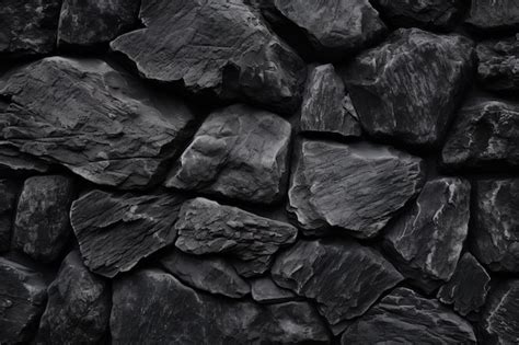 Premium Ai Image Black Stone Wall Texture Background