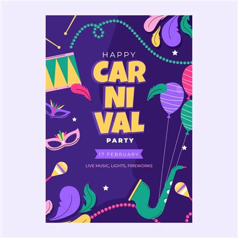 Free Vector Flat Carnival Party Vertical Poster Template