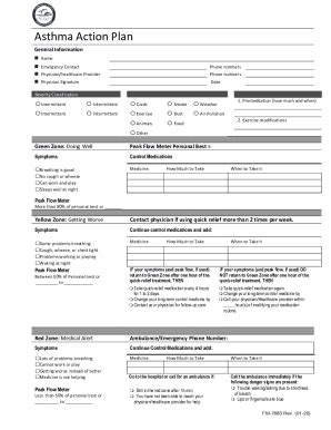 Fillable Online Seizure Action Plan And Asthma Action Plan Fax Email