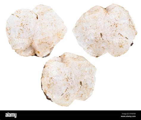 set of natural Analcime (analcite) stones isolated Stock Photo - Alamy