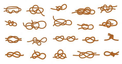 Premium Vector | Rope knot Marine and nautical ties and threads for ...