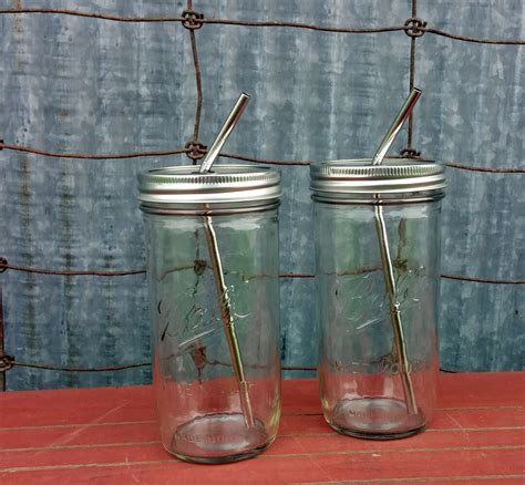 Canning Jar Tumblers Set Of Wide Mouth Oz Drinking Jars Etsy