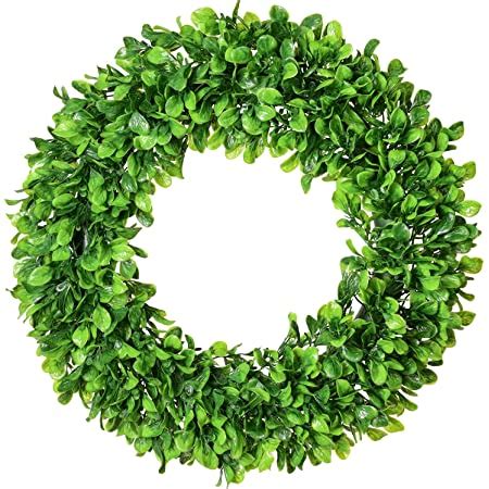 Amazon Bhappy Boxwood Wreath Inch Artificial Greenery Wreath