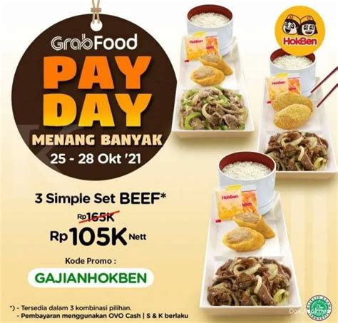 Promo Hokben 25 28 Oktober 2021 Payday GrabFood 3 Paket Beef Rp 105 000