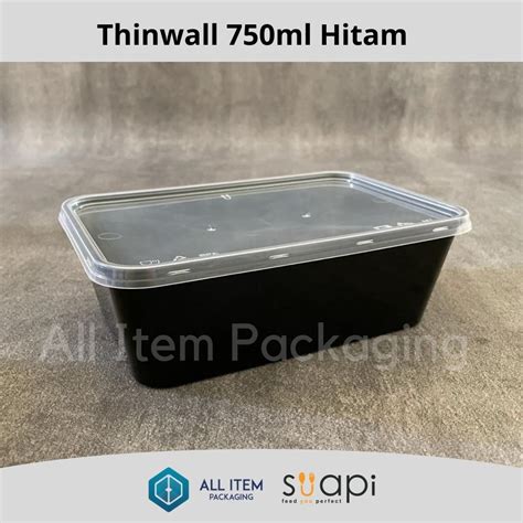 Jual Thinwall Suapi 750ml Hitam Kotak Makan Food Container 25 Pcs