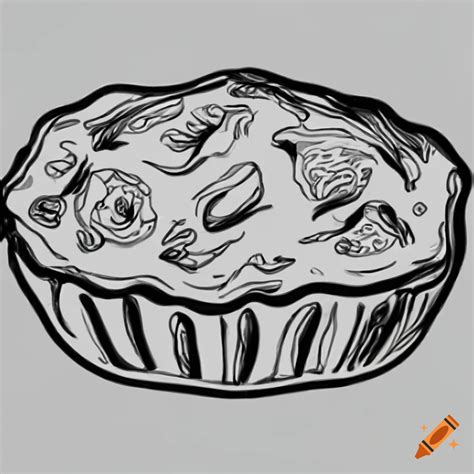 Black And White Line Drawing Of A Meat Pie