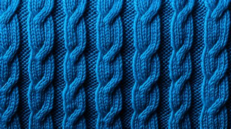 Close Up Of Knitted Blue Wool Texture In A Knit Pattern Background